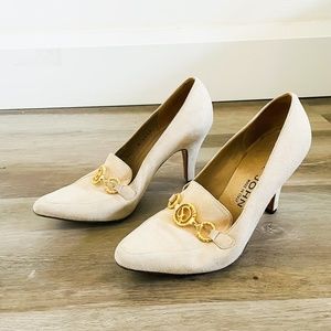 St. John Cream Heels with Gold Accent